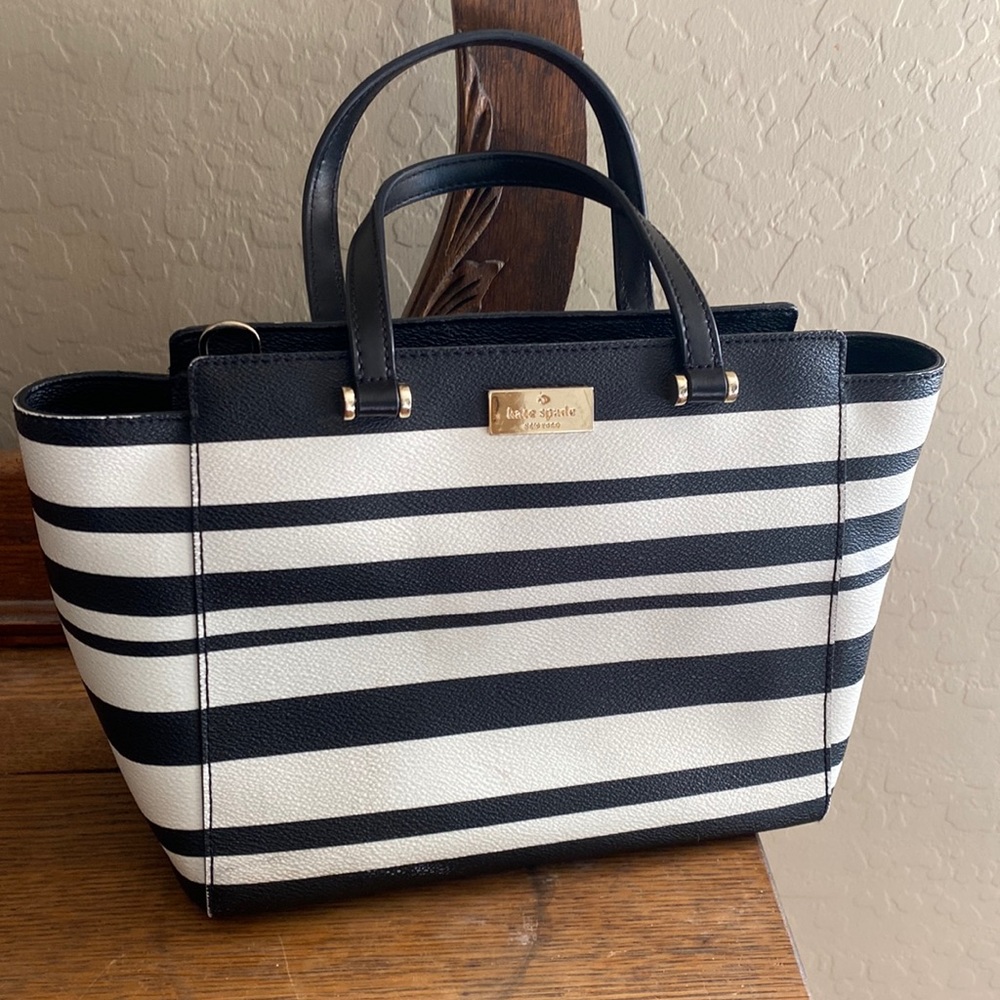 Kate Spade Black & White Striped Tote Bag